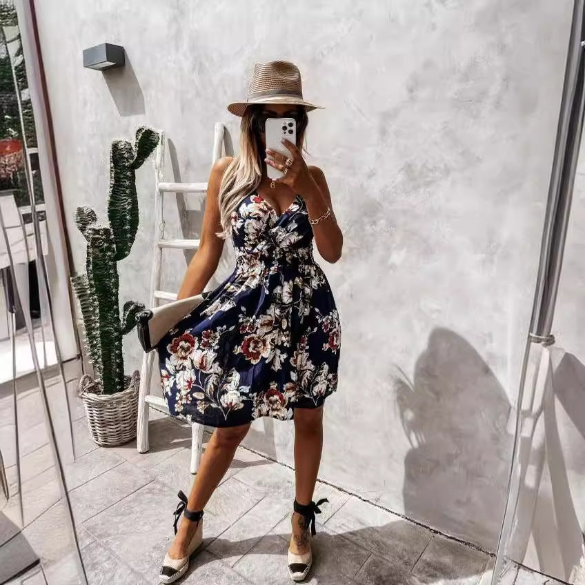 Damen Sommerliches Minikleid mit floralem Moulage-Muster und raffinierter Taillierung Fudus