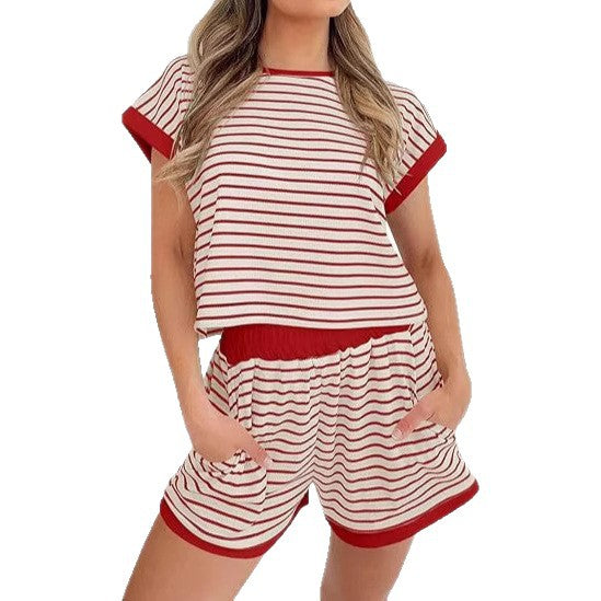 Damen Kurzoverall mit gestreiftem Design und entspanntem Schnitt Fudus