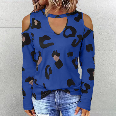 Damen Langarmshirt mit modischen Cut-Outs und zeitgemäßem Leopardenmuster Fudus