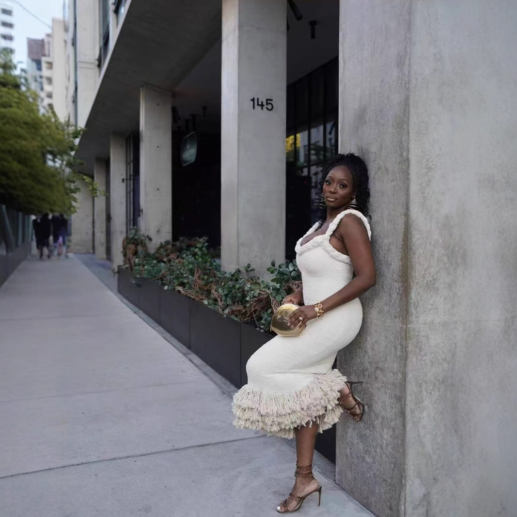 Damen Strickkleid mit dekorativem Saum Fudus