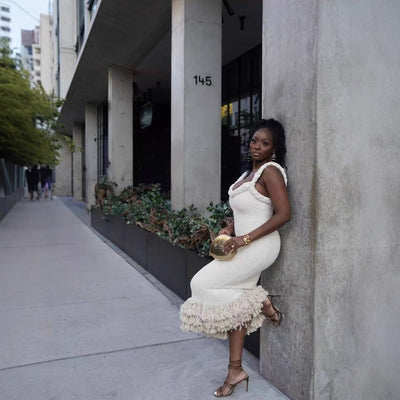 Damen Strickkleid mit dekorativem Saum Fudus