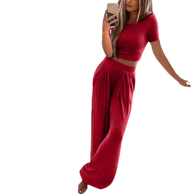 Damen Kurzes Oberteil mit weit geschnittener Hose Fudus