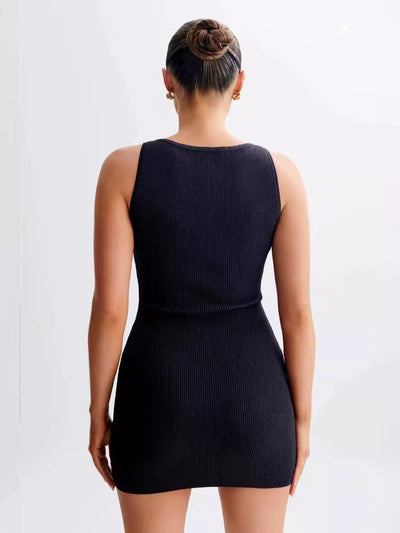 Damen figurbetontes Kleid mit Knopfdetails und Taschen Fudus