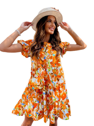 Damen luftiges Sommerkleid mit verspieltem Druckdesign Fudus