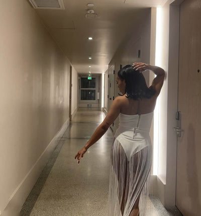 Damen Strandkleid mit fransigem Design Fudus