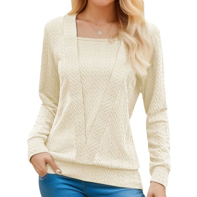 Damen Feinstrickpullover mit Zopfmuster Fudus