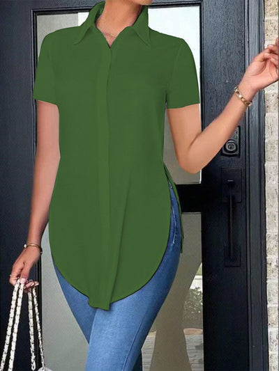 Damen Modisches Oversized-Hemd mit Seitenschlitzen Fudus