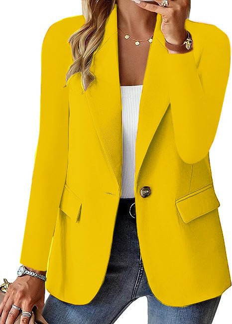 Damen moderner Blazer mit tailliertem Schnitt und praktischen Taschen Fudus