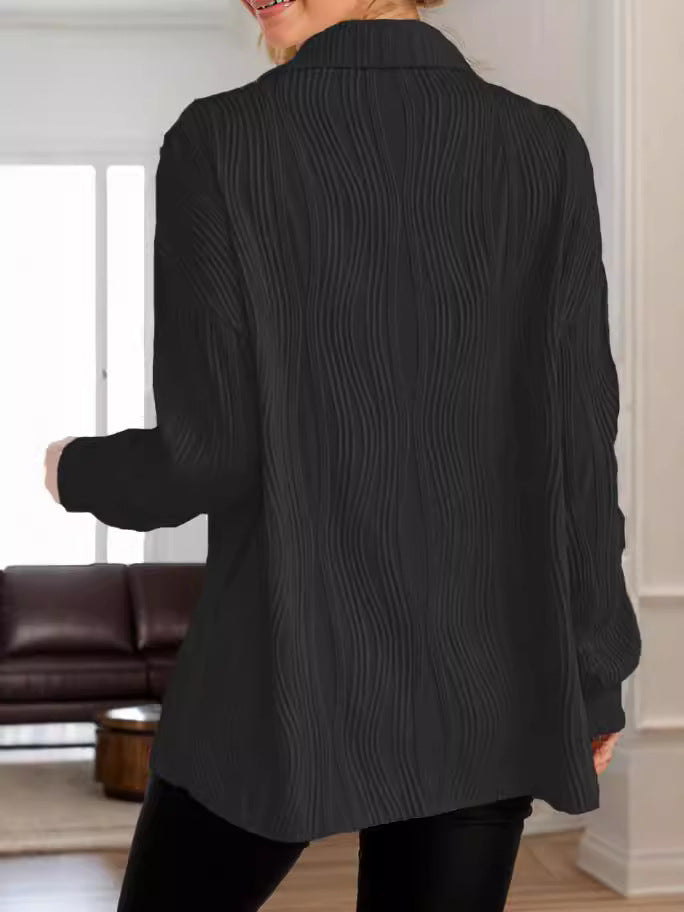 Damen Langärmlige Strickbluse im modernen Rippenmuster Fudus