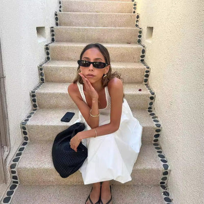 Damen Midi-Kleid mit atmungsaktivem Oberteil und elegantem, ausgestellt Rock Fudus