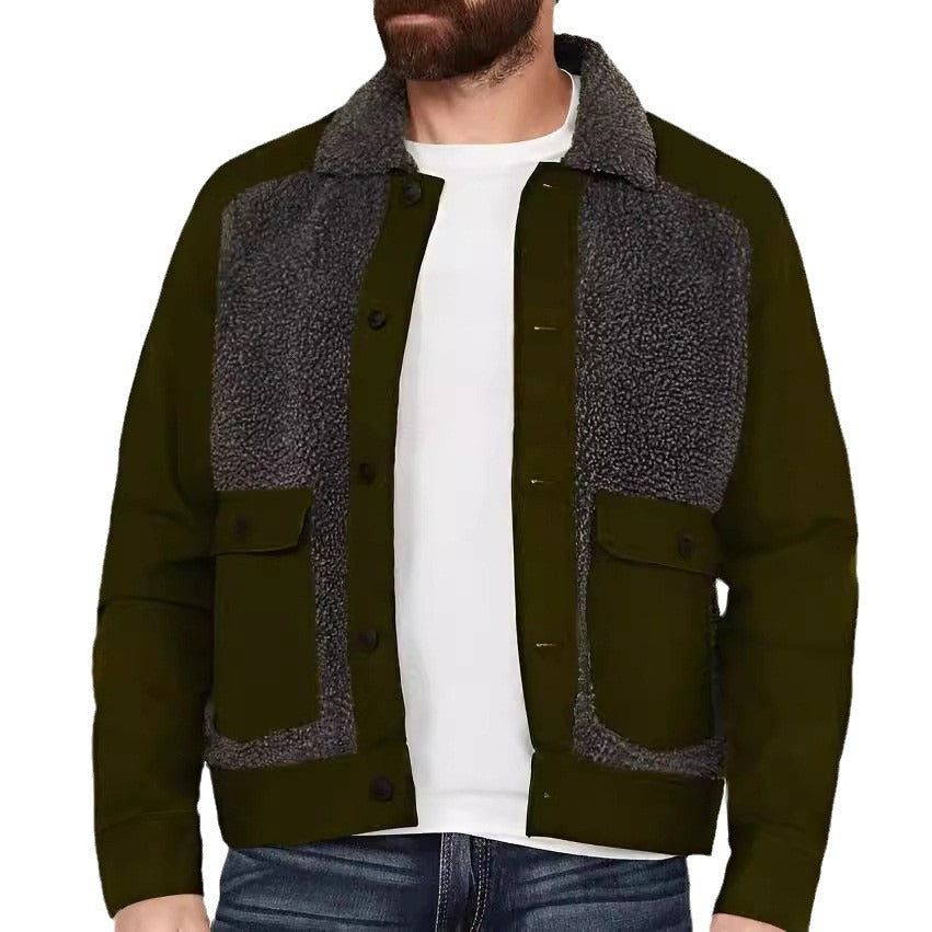Herren Outdoor-Jacke mit Teddyfellkragen und funktionalen Taschen Aliams
