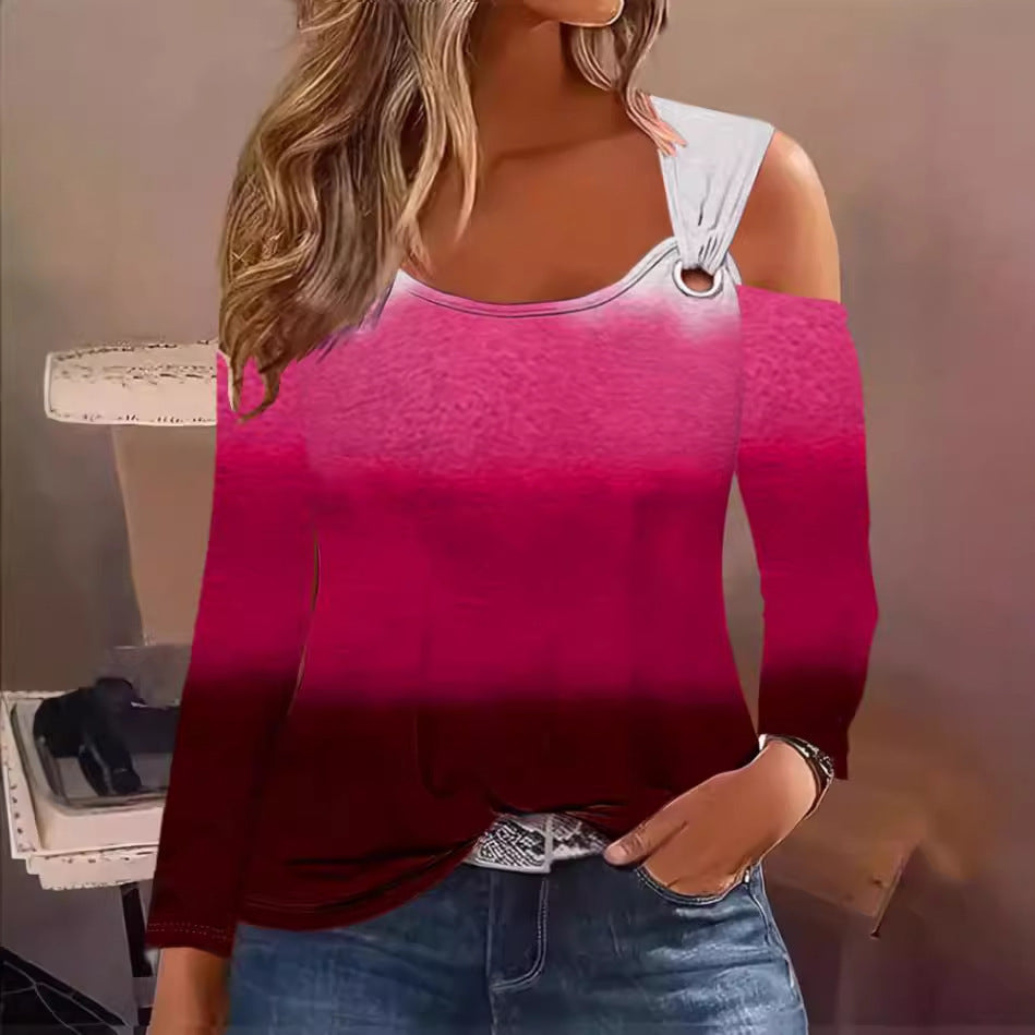 Damen Langarm-Top mit floralen Akzenten Fudus