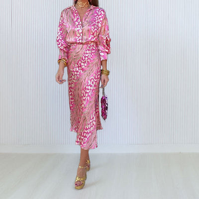 Damen Maxikleid mit lockerer Passform und attraktiven Drapierungen Fudus