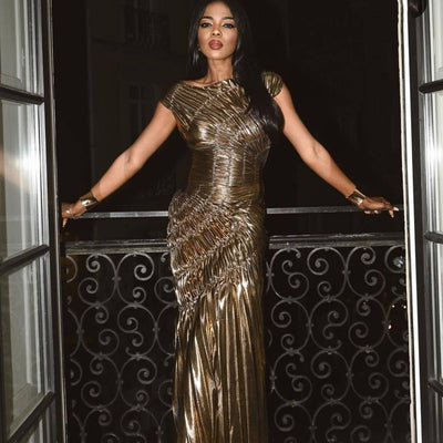 Damen Glamouröses Abendkleid mit elegantem Faltenwurf Fudus