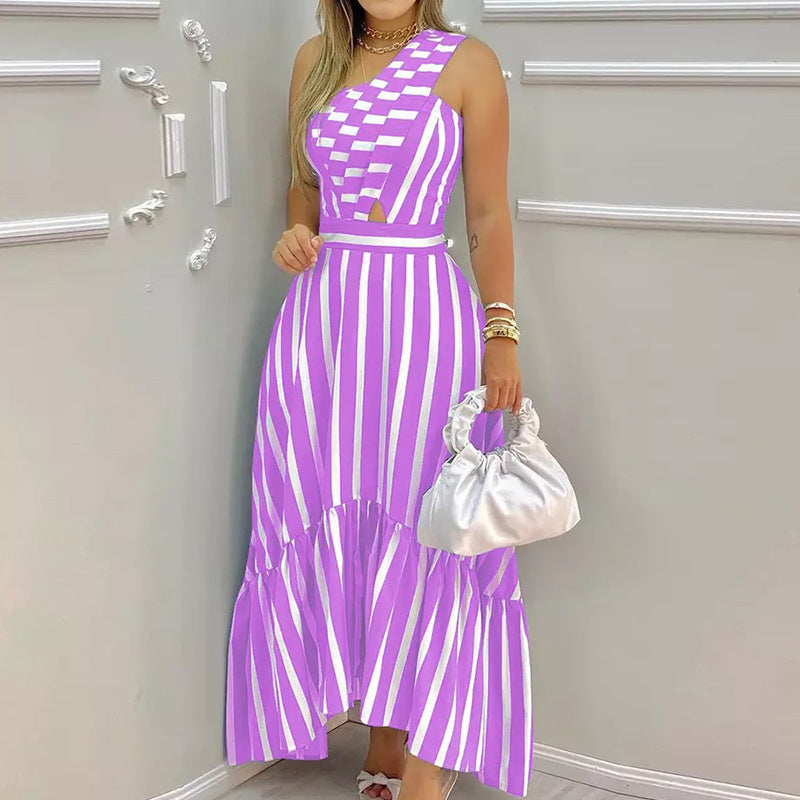 Damen Maxikleid mit asymmetrischem Schnitt und trendigem Cut-Out Fudus