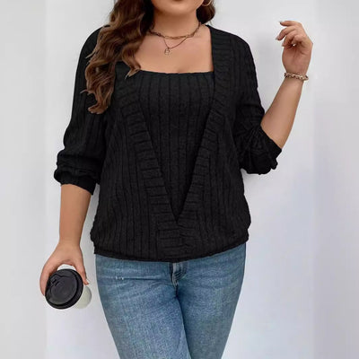 Damen legeres Strickoberteil mit V-Ausschnitt Fudus