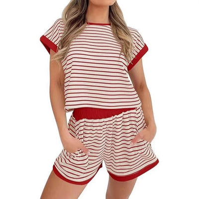 Damen Kurzoverall mit gestreiftem Design und entspanntem Schnitt Fudus