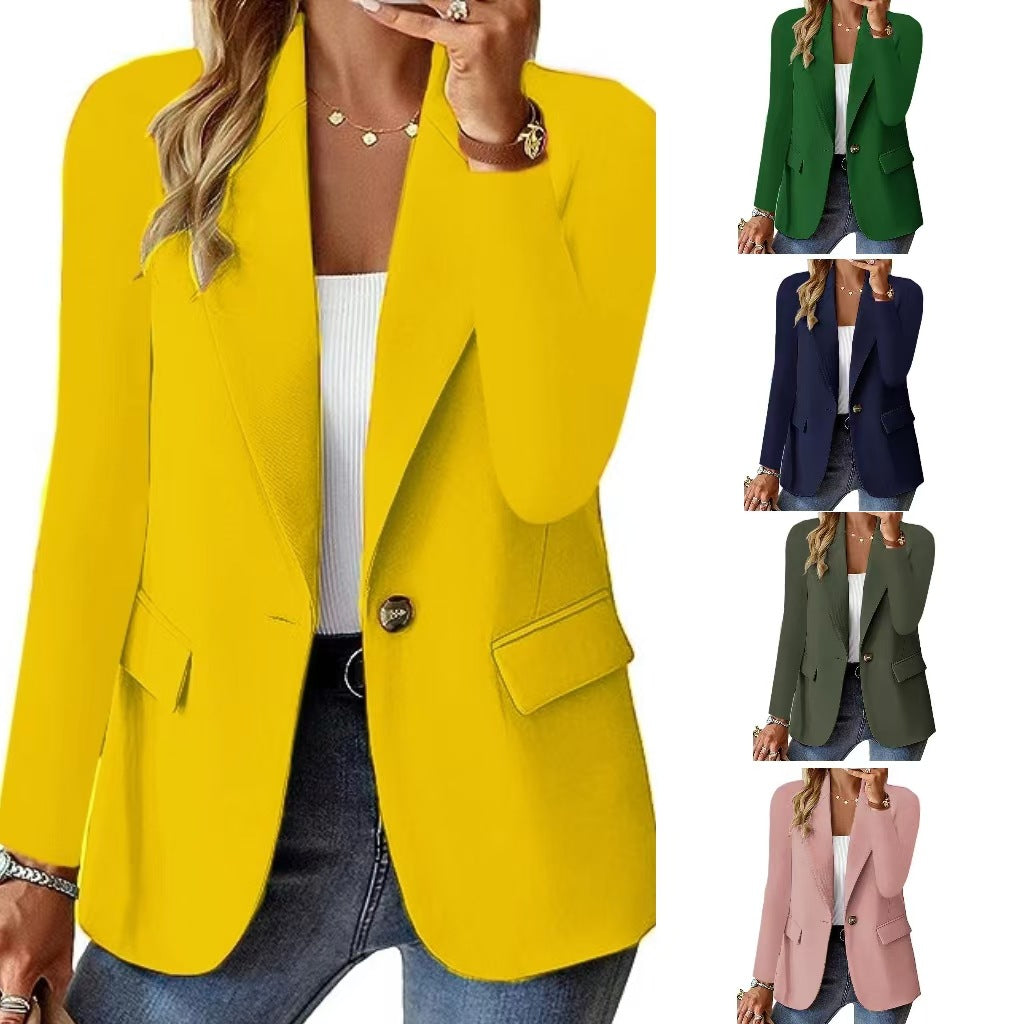 Damen moderner Blazer mit tailliertem Schnitt und praktischen Taschen Fudus