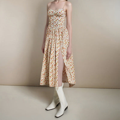 Damen Sommerliches Maxikleid mit elegantem Herzenaußschnitt und schwingendem Rock Fudus