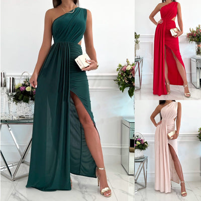 Damen elegantes Wickelkleid mit asymmetrischem Schnitt und seitlichem Schlitz Fudus