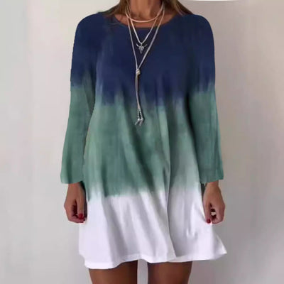 Damen Leichtes und luftiges Ombre-Kleid mit ausgestellten Ärmeln Fudus