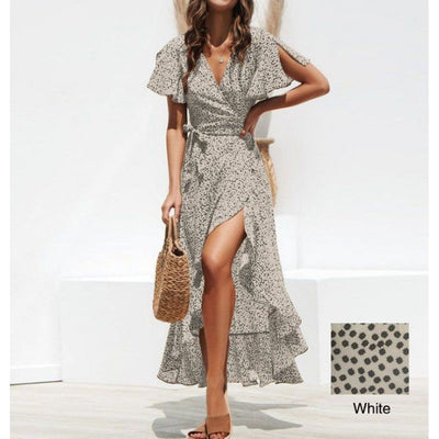 Damen Wickelkleid mit fließendem Schnitt und Volantdetail Fudus