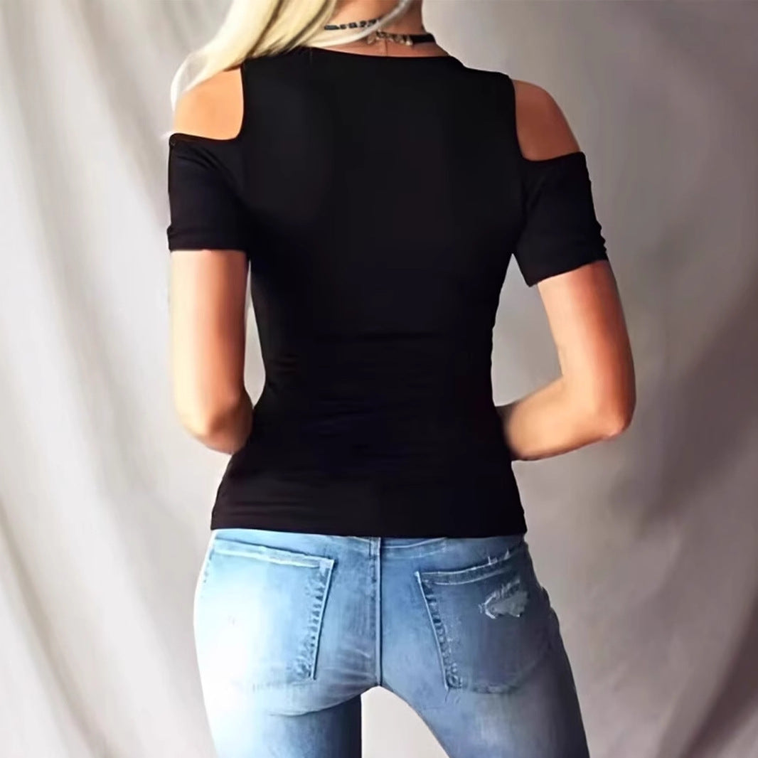 Damen Off-Shoulder Shirt mit dekorativen Schnürdetails Fudus