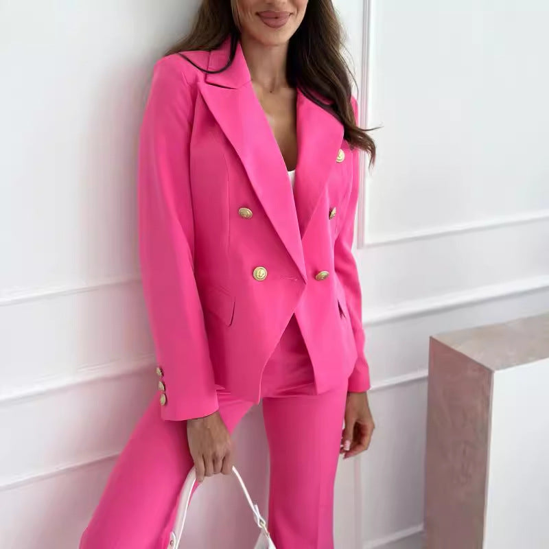 Damen modischer Blazer mit goldenen Knopfdetails und tailliertem Schnitt Fudus