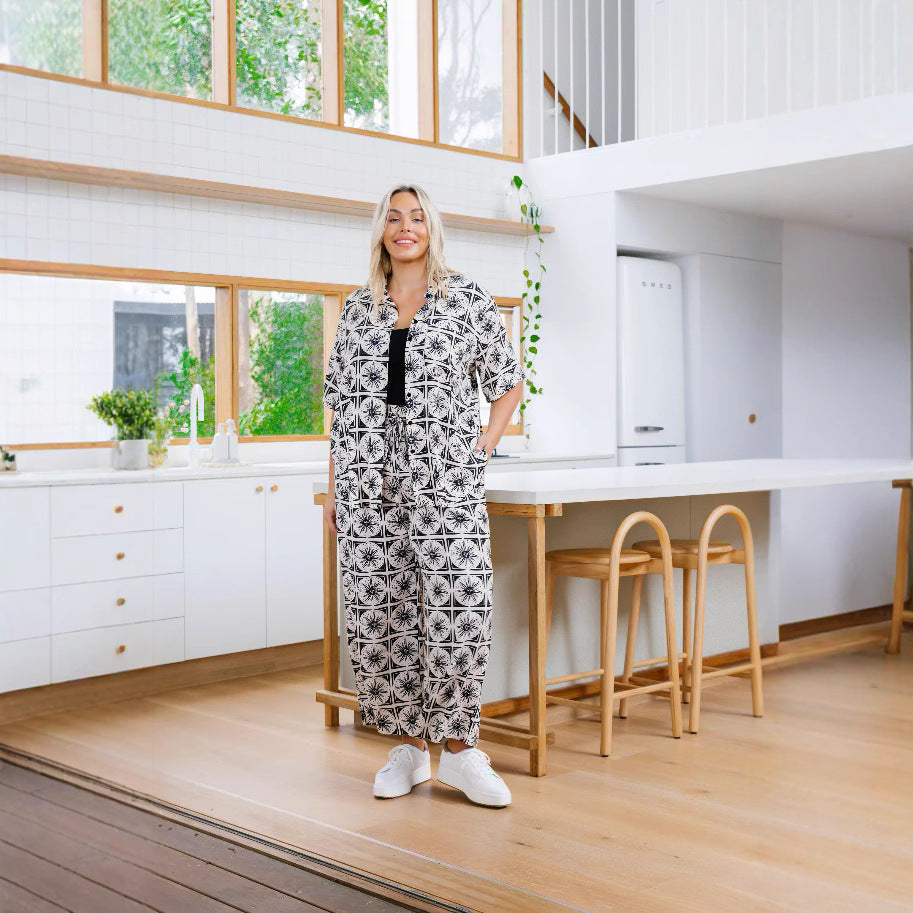 Damen Lässiger Jumpsuit mit floralem Muster und praktischen Taschen Fudus