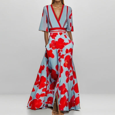 Damen Maxikleid mit kreativem grafischem Design Fudus