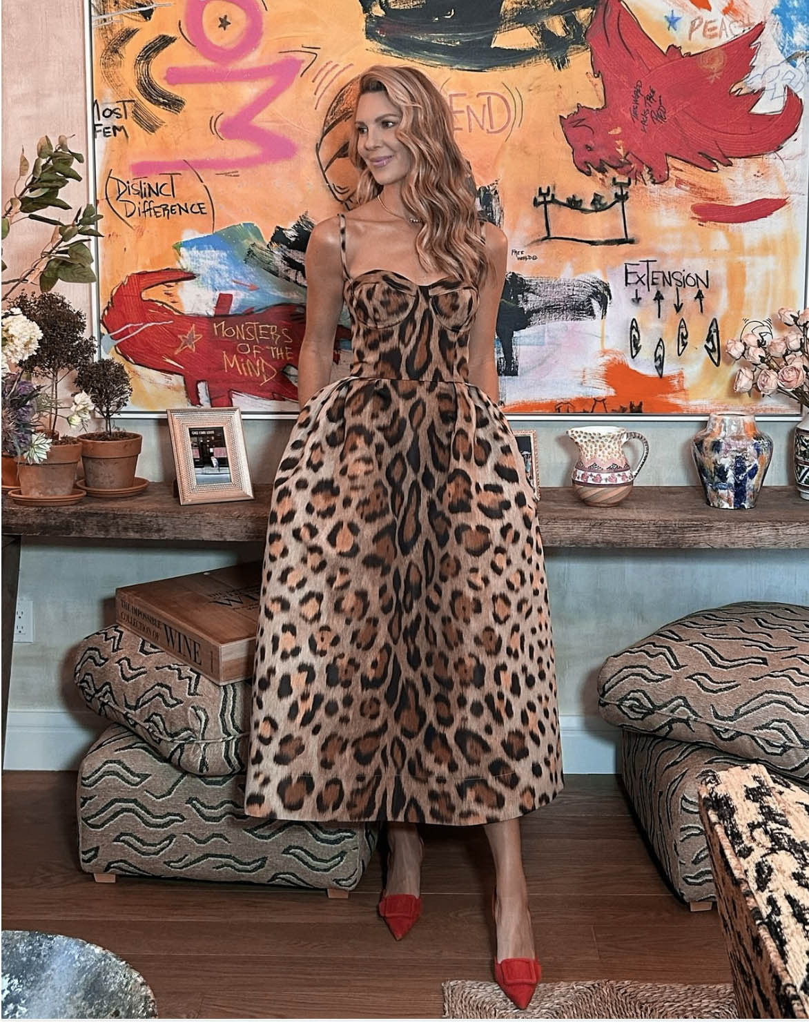 Damen Maxikleid mit ausgefallenem Leopardenmuster Fudus