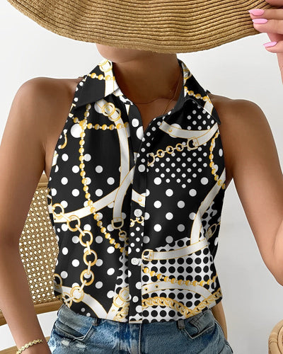 Damen Sommerliches Blusenshirt mit floralem Muster und Knopfleiste Fudus