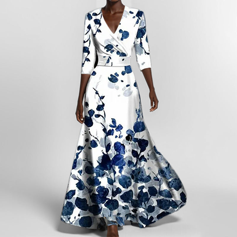 Damen Maxikleid mit kreativem grafischem Design Fudus