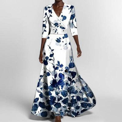 Damen Maxikleid mit kreativem grafischem Design Fudus