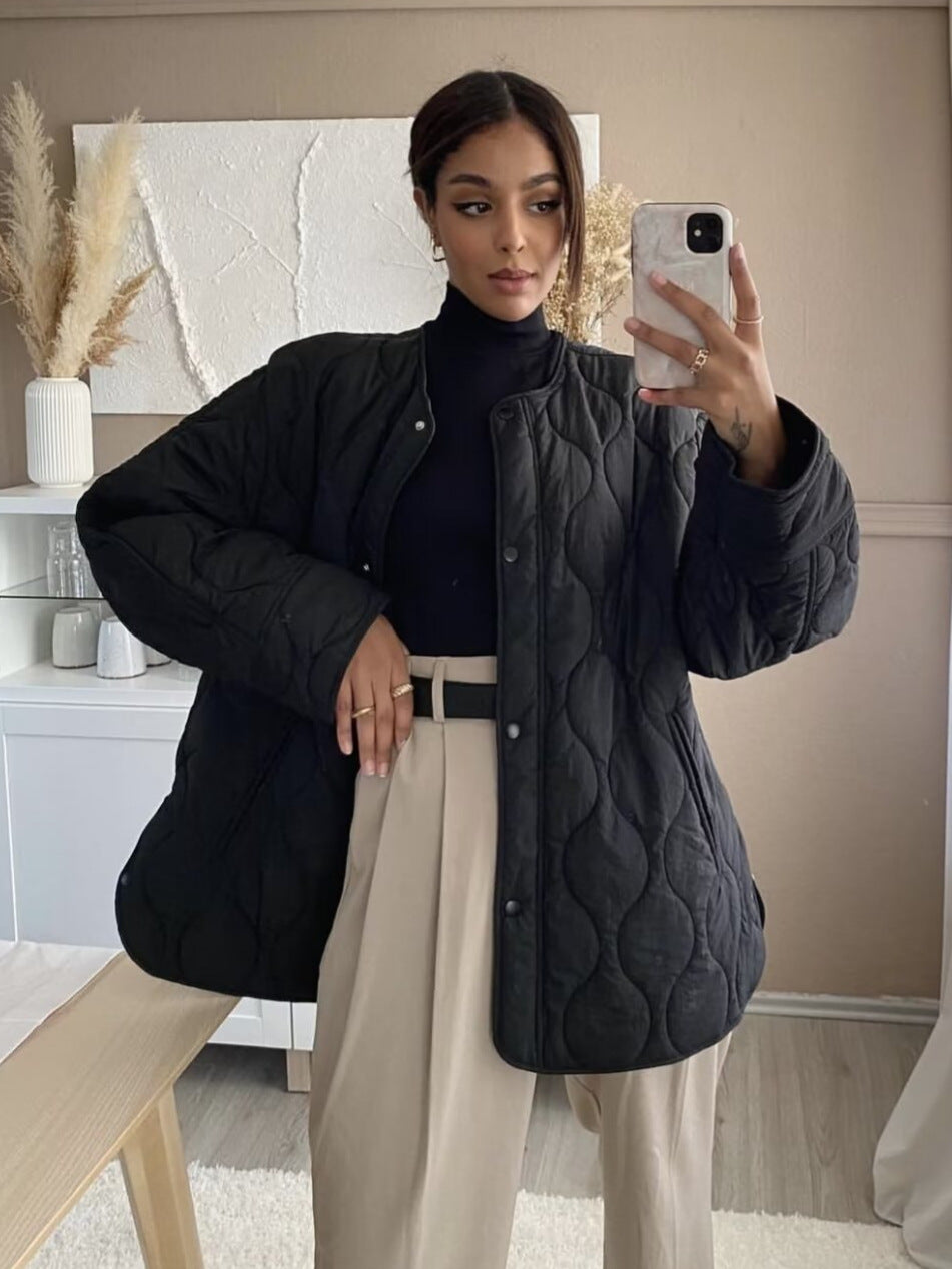 Sivya | Gestepptes Baumwolljacke Mit Rundhalsausschnitt