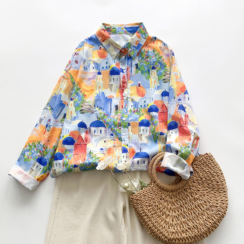 Damen farbenfrohe Kunstbluse Fudus