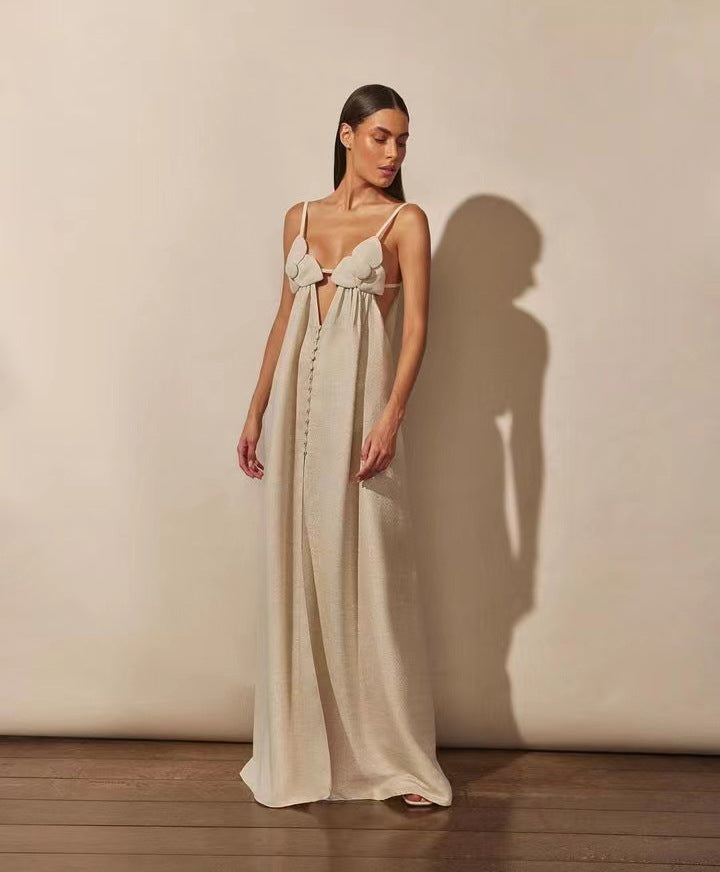 Damen Maxikleid mit floralem Design Fudus