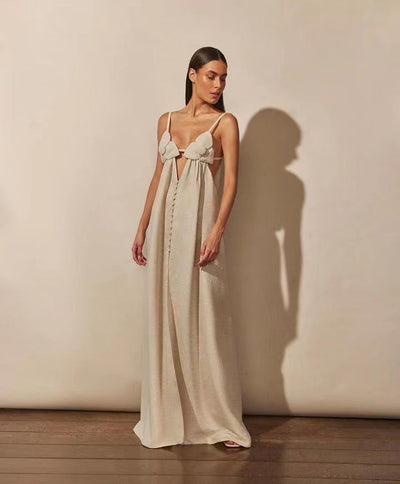 Damen Maxikleid mit floralem Design Fudus