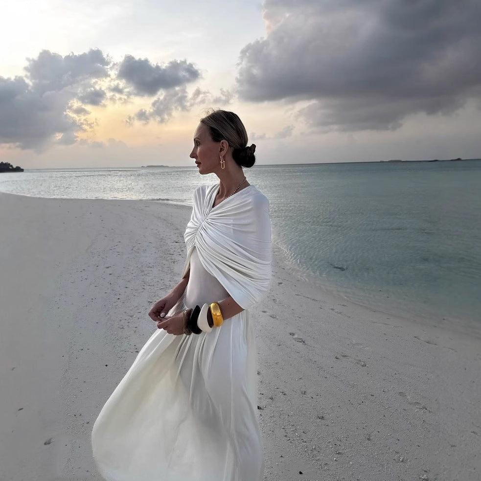 Damen elegante Wickelkleid Fudus