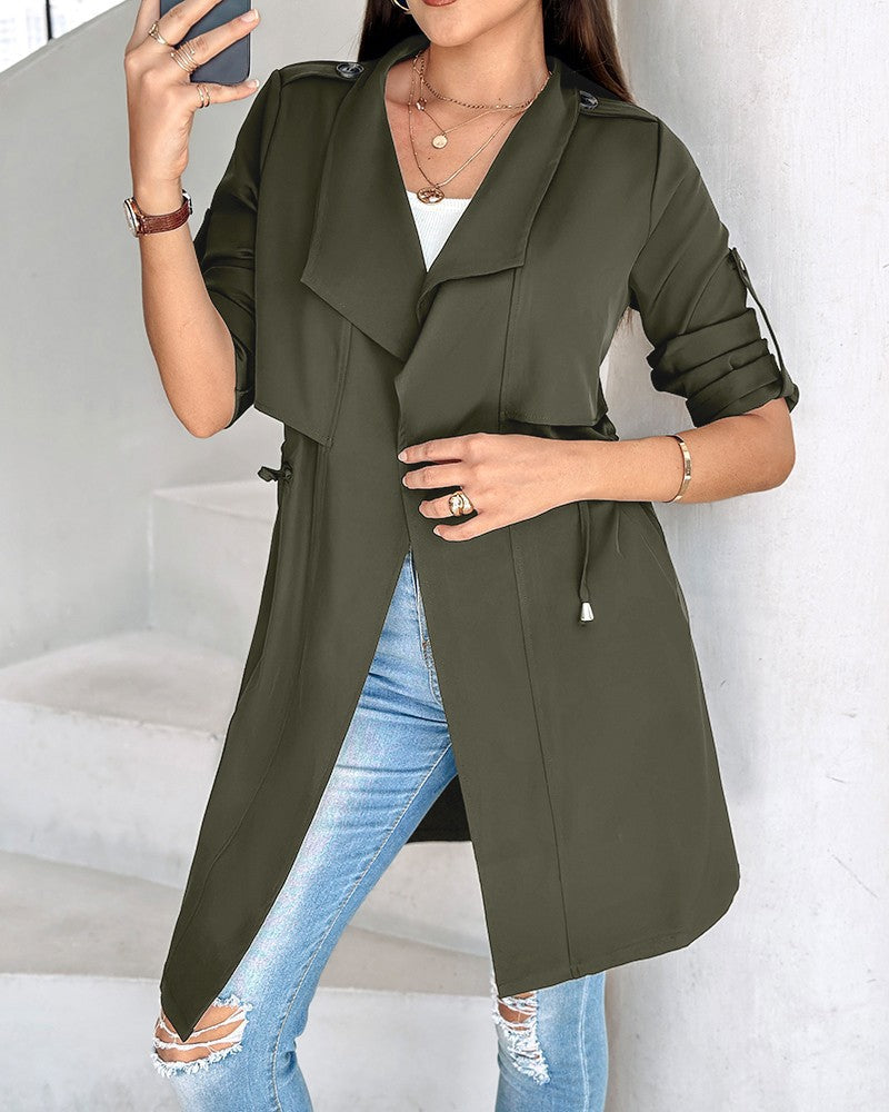 Damen modischer Trenchcoat mit taillierbarem Design und praktischen Taschen Fudus