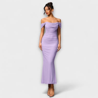 Ione - Off-Shoulder Raffung Bodycon Kleid