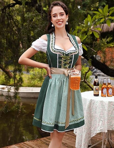 3-teiliges Dirndlset mit Schürze & Bluse – Oktoberfest | Traditionelles Trachtenkleid für festliche Anlässe