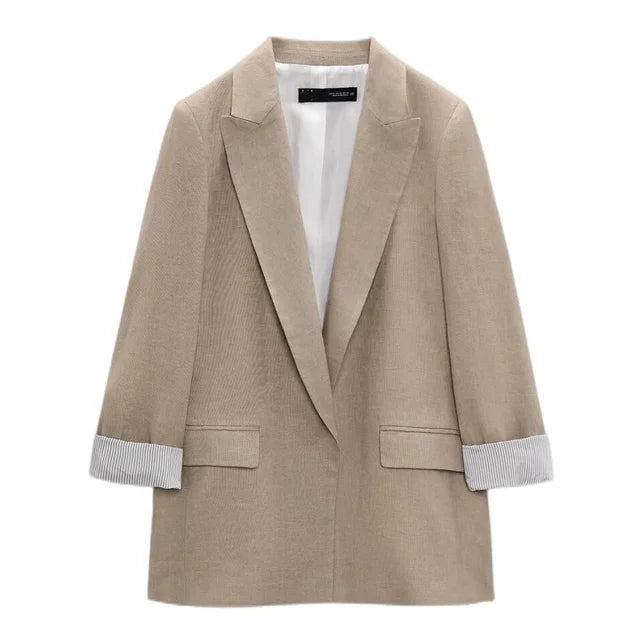 Offener Blazer für Damen mit Bedruckten Ärmeln und Revers –  Lisa