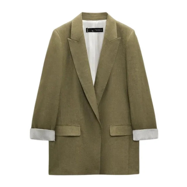 Offener Blazer für Damen mit Bedruckten Ärmeln und Revers –  Lisa