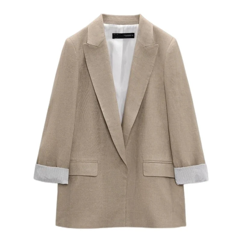 Offener Blazer für Damen mit Bedruckten Ärmeln und Revers –  Lisa