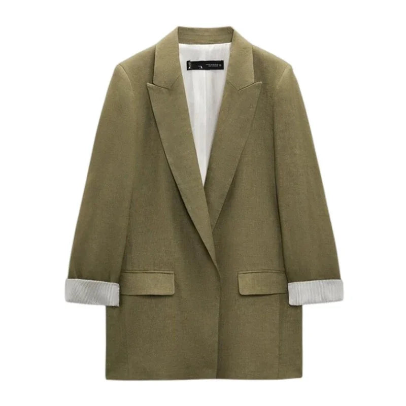 Offener Blazer für Damen mit Bedruckten Ärmeln und Revers –  Lisa