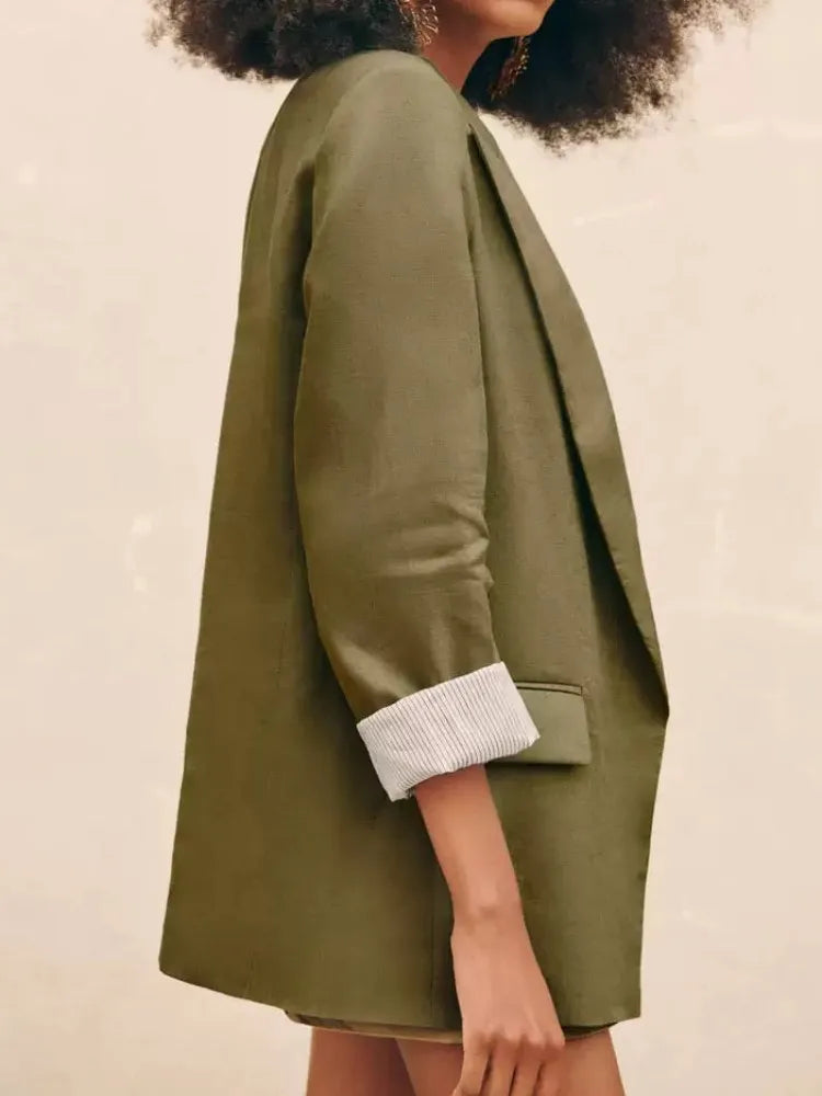 Offener Blazer für Damen mit Bedruckten Ärmeln und Revers –  Lisa