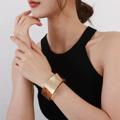 Elegante Statement Damen Armreif Manschette Gold Silber