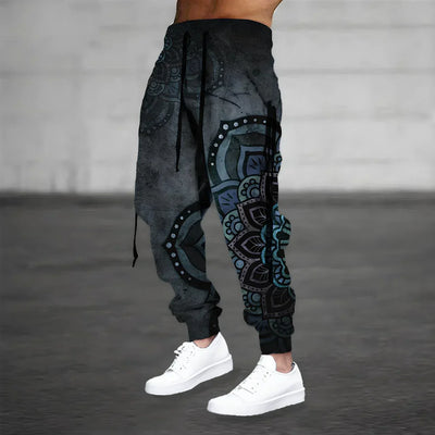 Herren-Sweatpants mit Musterprint und Kordelzug