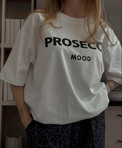 Poppy | Modisches Prosecco Print Oversized T Shirt